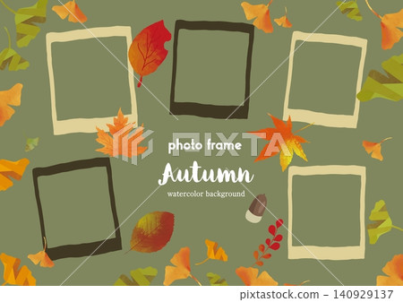 Autumn watercolor photo frame set: Photo templates featuring autumn leaves and ginkgo trees. Autumn watercolor photo frame set: Photo templates featuring autumn leaves and ginkgo trees. 140929137