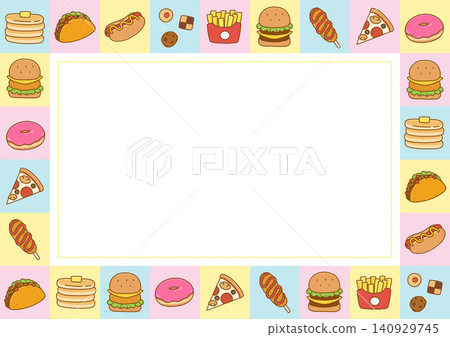 colorful fast food rectangle frame colorful fast food rectangle frame 140929745