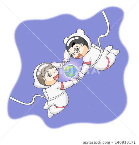 身穿太空衣的兒童和地球 身穿太空衣的兒童和地球 140930171