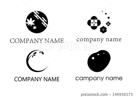 一套四款日式現代風格Logo（豆類、秋季、自然、花卉裝飾） - 有機日式風格向量素材 140930173