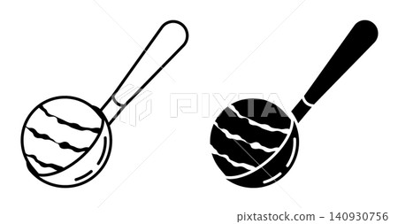 Spoon for making neat balls of ice cream. Vector ice cream on white background Spoon for making neat balls of ice cream. Vector ice cream on white background 140930756