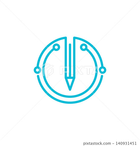 Blue digital pencil icon Blue digital pencil icon 140931451