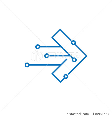Digital circuit blue arrow logo design Digital circuit blue arrow logo design 140931457