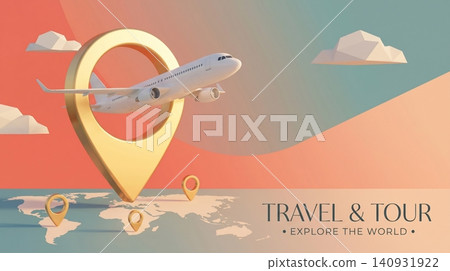 3d airplane flying through gold map location pin symbol over abstract world map background for travel and tour promotion concept with minimalist design 3d airplane flying through gold map location pin symbol over abstract world map background for travel and tour promotion concept with minimalist design 140931922