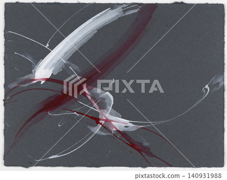 A background of smooth watercolor lines in white and deep red intersects on ink-colored Japanese paper. A background of smooth watercolor lines in white and deep red intersects on ink-colored Japanese paper. 140931988
