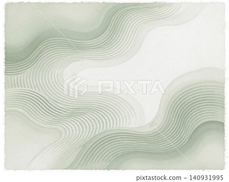 A sage green watercolor gradient creates a sand-like pattern on a Japanese paper background. A sage green watercolor gradient creates a sand-like pattern on a Japanese paper background. 140931995