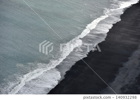 Aerial view of waves crashing on Reynisfjara black sand beach Iceland Aerial view of waves crashing on Reynisfjara black sand beach Iceland 140932298