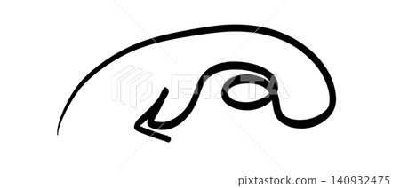 Abstract black line art with a looping shape and an arrow pointing left on transparent or white background Abstract black line art with a looping shape and an arrow pointing left on transparent or white background 140932475