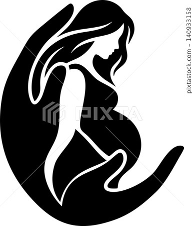 Pregnant woman in protective hands silhouette Pregnant woman in protective hands silhouette 140933158