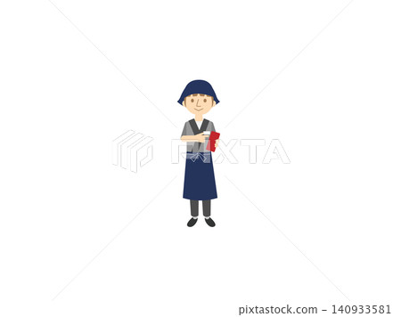 一位居酒屋(日式酒吧)男服務生正在點餐 | 一位餐廳服務生拿著帳單的插圖 一位居酒屋(日式酒吧)男服務生正在點餐 | 一位餐廳服務生拿著帳單的插圖 140933581