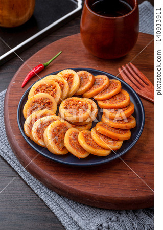 sliced Spicy Squid with Chili Seasoning, Chinese Seafood Appetizer sliced Spicy Squid with Chili Seasoning, Chinese Seafood Appetizer 140933911