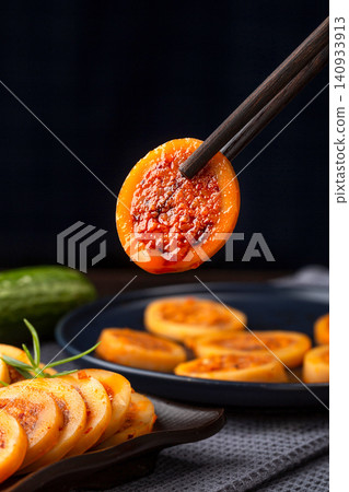 sliced Spicy Squid with Chili Seasoning, Chinese Seafood Appetizer 140933913