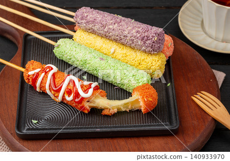 crispy Cheese Hot Dog Corn Dog with Stretchy Mozzarella crispy Cheese Hot Dog Corn Dog with Stretchy Mozzarella 140933970