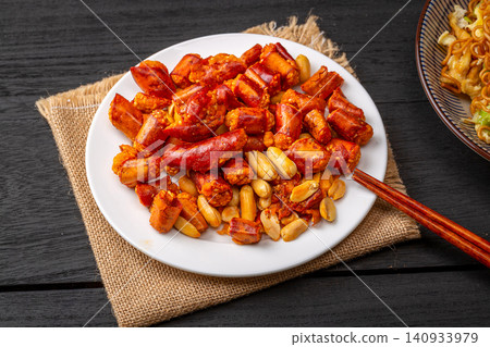 spicy Crispy Peanuts with Chili Seasoning, Chinese Snack Mix spicy Crispy Peanuts with Chili Seasoning, Chinese Snack Mix 140933979