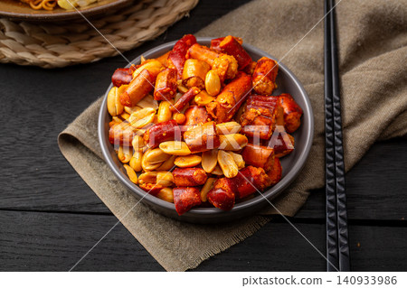 spicy Crispy Peanuts with Chili Seasoning, Chinese Snack Mix spicy Crispy Peanuts with Chili Seasoning, Chinese Snack Mix 140933986