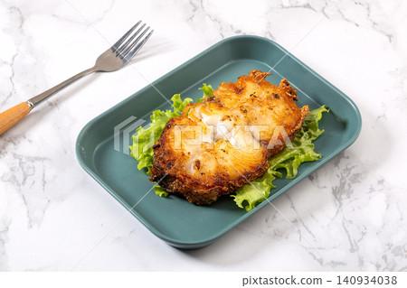 pan-Seared Cod Fish Steak, Golden Crispy Seafood Fillet pan-Seared Cod Fish Steak, Golden Crispy Seafood Fillet 140934038