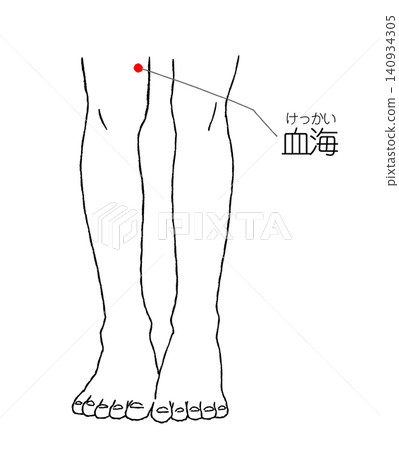 Illustration of the Blood Sea acupoint (black line drawing) Illustration of the Blood Sea acupoint (black line drawing) 140934305