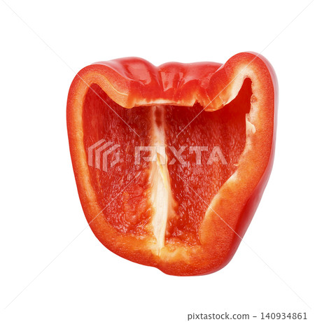 Red bell pepper slices isolated on a white background 140934861