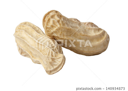 A pile of boiled peanuts in their shells isolated on a white background A pile of boiled peanuts in their shells isolated on a white background 140934873
