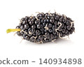 A mulberry, a type of edible berry that grows on trees of the Morus genus, isolated on a white background 140934898