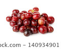 A pile of Red Coffee Cherry isolated on a white background 140934901