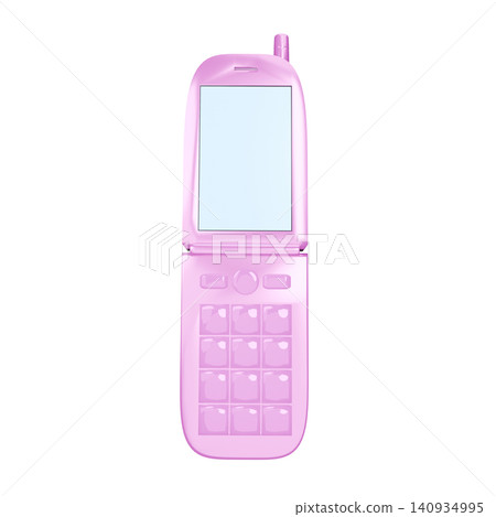 Heisei-era retro pink mobile phone (feature phone) - power on Heisei-era retro pink mobile phone (feature phone) - power on 140934995