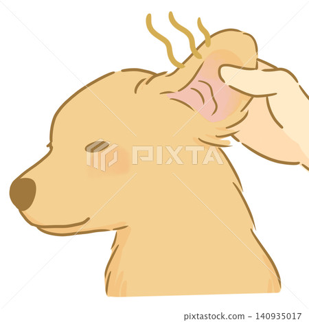 A hand-drawn illustration of a dog with a bad ear odor during a health checkup. A hand-drawn illustration of a dog with a bad ear odor during a health checkup. 140935017