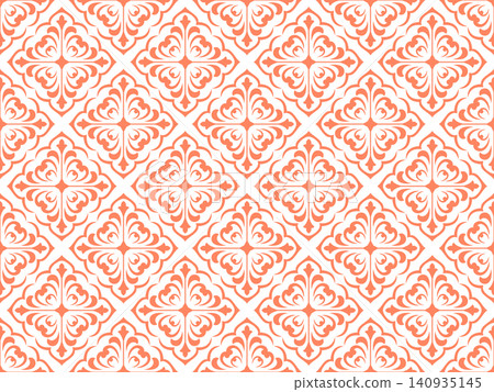 Floral pattern. Seamless vector background. Vintage wallpaper in the Baroque style. White and pink ornament for fabric, wallpaper, packaging. Ornate Damask flower illustration 140935145