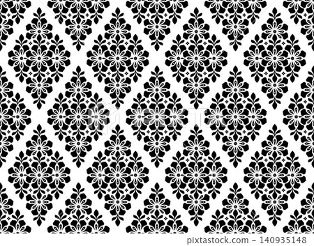 Flower geometric pattern. Seamless vector background. White and black ornament. Ornament for fabric, wallpaper, packaging. Decorative print. Flower geometric pattern. Seamless vector background. White and black ornament. Ornament for fabric, wallpaper, packaging. Decorative print. 140935148