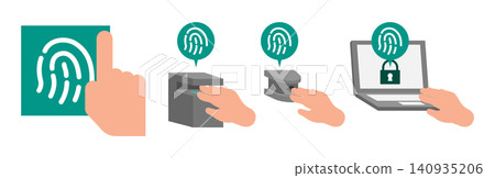Fingerprint authentication device illustration. Ideal for illustrating secure login and identity verification on PCs and dedicated devices. Fingerprint authentication device illustration. Ideal for illustrating secure login and identity verification on PCs and dedicated devices. 140935206