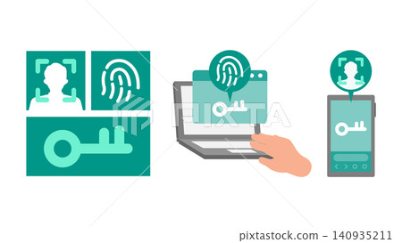 通行金鑰認證範例:一位男性商務人士使用智慧型手機上的指紋或臉部辨識功能安全地登入他的電腦。 通行金鑰認證範例:一位男性商務人士使用智慧型手機上的指紋或臉部辨識功能安全地登入他的電腦。 140935211