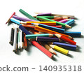 Worn-out, short, colorful colored pencils 140935318