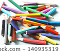 Worn-out, short, colorful colored pencils 140935319