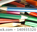 Worn-out, short, colorful colored pencils 140935320