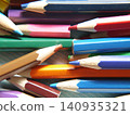 Worn-out, short, colorful colored pencils 140935321