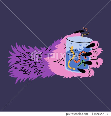 Creepy Furry Monster Claw Drinking Worm Cocktail Creepy Furry Monster Claw Drinking Worm Cocktail 140935597