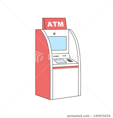 Simple color illustration of an ATM (Automated Teller Machine) Simple color illustration of an ATM (Automated Teller Machine) 140935659