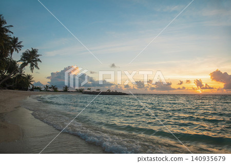 Perfect sunset on Maldives island Perfect sunset on Maldives island 140935679