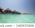 Beautiful beach with water bungalows 140935806