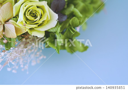 Green flower wreath (blue-green background) Green flower wreath (blue-green background) 140935851