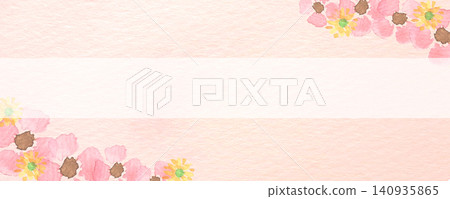 A beautiful watercolor illustration of pink flowers in the background. 140935865