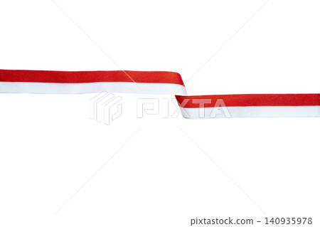 Red and white textile ribbon isolated on a white background, symbol the Indonesian national flag colors, perfect for Independence Day. Hari Kemerdekaan, Merdeka, and Dirgahayu Indonesia on 17 Agustus Red and white textile ribbon isolated on a white background, symbol the Indonesian national flag colors, perfect for Independence Day. Hari Kemerdekaan, Merdeka, and Dirgahayu Indonesia on 17 Agustus 140935978