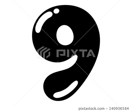 A vector graphic of the number 9 with a bubble-like feel. A vector graphic of the number 9 with a bubble-like feel. 140936584