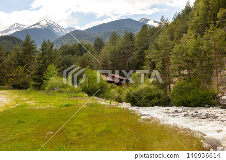 river Pirin mountain peaks in Bansko, Bulgaria river Pirin mountain peaks in Bansko, Bulgaria 140936614