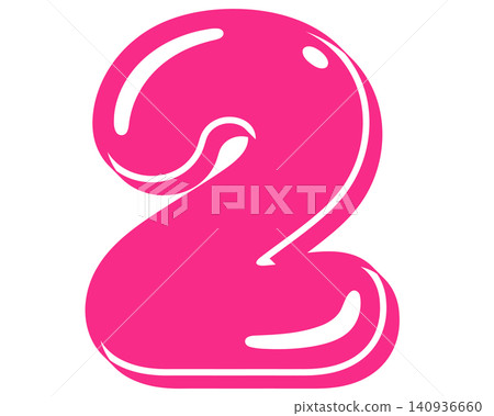 A vector graphic of the number 2 with a pink bubble-like effect. A vector graphic of the number 2 with a pink bubble-like effect. 140936660