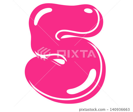 A vector graphic of the number 5 with a pink bubble-like effect. A vector graphic of the number 5 with a pink bubble-like effect. 140936663
