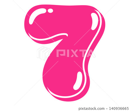 A vector graphic of the number 7 with a pink bubble-like effect. A vector graphic of the number 7 with a pink bubble-like effect. 140936665