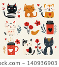 cats and cats in a wreath 140936903