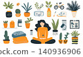 flat vector set of different plants in pots 140936906