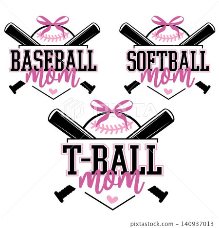 Baseball, Softball, T-Ball Mom SVG Bundle. All Sport Family Design. 140937013